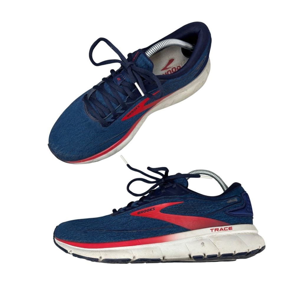 Brooks Trace 2 Shoes Navy Red White Mesh Running Sneakers Lace Up Men's 9.5